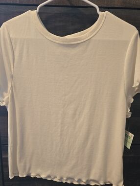 Rebel Sky Cream Textured Short Sleeve Tee Womens XL NWT